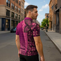 Samoan Pacific Tribal Flower Geometric Art Tattoos Zipper Polo Shirt Siapo Pattern Romantic Rose LT03 - Polynesian Pride