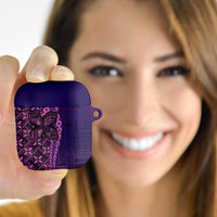 Samoan Pacific Tribal Flower Geometric Art Tattoos AirPods Case Siapo Pattern Purple Haze LT03 Purple - Polynesian Pride