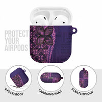 Samoan Pacific Tribal Flower Geometric Art Tattoos AirPods Case Siapo Pattern Purple Haze LT03 - Polynesian Pride
