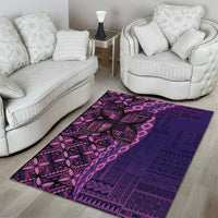 Samoan Pacific Tribal Flower Geometric Art Tattoos Area Rug Siapo Pattern Purple Haze - Polynesian Pride
