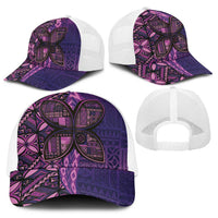 Samoan Pacific Tribal Flower Geometric Art Tattoos Baseball Net Cap Siapo Pattern Purple Haze - Polynesian Pride