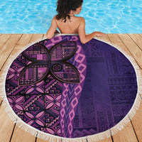 Samoan Pacific Tribal Flower Geometric Art Tattoos Beach Blanket Siapo Pattern Purple Haze LT03 - Polynesian Pride