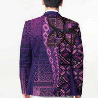 Samoan Pacific Tribal Flower Geometric Art Tattoos Blazer Siapo Pattern Purple Haze - Polynesian Pride