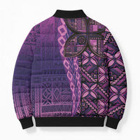 Samoan Pacific Tribal Flower Geometric Art Tattoos Bomber Puffer Jacket Siapo Pattern Purple Haze LT03 - Polynesian Pride
