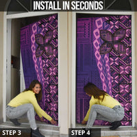 Samoan Pacific Tribal Flower Geometric Art Tattoos Door Cover Siapo Pattern Purple Haze - Polynesian Pride