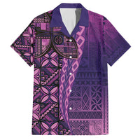 Samoan Pacific Tribal Flower Geometric Art Tattoos Family Matching Off Shoulder Maxi Dress and Hawaiian Shirt Siapo Pattern Purple Haze - Polynesian Pride