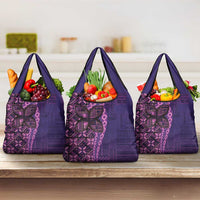 Samoan Pacific Tribal Flower Geometric Art Tattoos Grocery Bag Siapo Pattern Purple Haze LT03 3-pack One Size Purple - Polynesian Pride