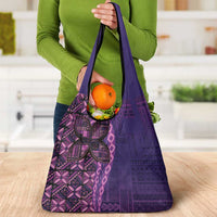 Samoan Pacific Tribal Flower Geometric Art Tattoos Grocery Bag Siapo Pattern Purple Haze LT03 - Polynesian Pride