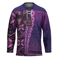 Samoan Pacific Tribal Flower Geometric Art Tattoos Hockey Jersey Siapo Pattern Purple Haze LT03 Unisex Purple - Polynesian Pride