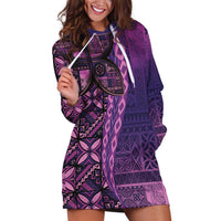 Samoan Pacific Tribal Flower Geometric Art Tattoos Hoodie Dress Siapo Pattern Purple Haze - Polynesian Pride