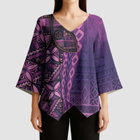Samoan Pacific Tribal Flower Geometric Art Tattoos Kimono Sleeve Blouse Siapo Pattern Purple Haze - Polynesian Pride