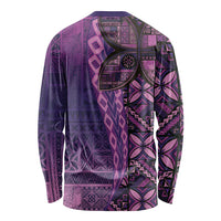 Samoan Pacific Tribal Flower Geometric Art Tattoos Long Sleeve Shirt Siapo Pattern Purple Haze LT03 - Polynesian Pride