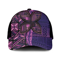 Samoan Pacific Tribal Flower Geometric Art Tattoos Mesh Trucker Cap Siapo Pattern Purple Haze - Polynesian Pride