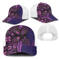 Samoan Pacific Tribal Flower Geometric Art Tattoos Mesh Trucker Cap Siapo Pattern Purple Haze LT03 - Polynesian Pride