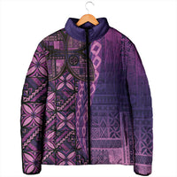 Samoan Pacific Tribal Flower Geometric Art Tattoos Padded Jacket Siapo Pattern Purple Haze LT03 - Polynesian Pride