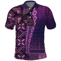 Samoan Pacific Tribal Flower Geometric Art Tattoos Polo Shirt Siapo Pattern Purple Haze - Polynesian Pride