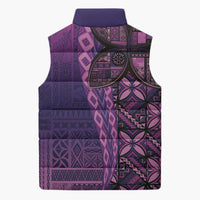 Samoan Pacific Tribal Flower Geometric Art Tattoos Sleeveless Puffer Jacket Siapo Pattern Purple Haze LT03 - Polynesian Pride