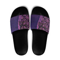 Samoan Pacific Tribal Flower Geometric Art Tattoos Slide Sandals Siapo Pattern Purple Haze - Polynesian Pride