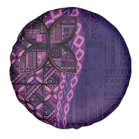 Samoan Pacific Tribal Flower Geometric Art Tattoos Spare Tire Cover Siapo Pattern Purple Haze - Polynesian Pride