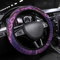Samoan Pacific Tribal Flower Geometric Art Tattoos Steering Wheel Cover Siapo Pattern Purple Haze LT03 Universal Fit Purple - Polynesian Pride