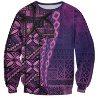 Samoan Pacific Tribal Flower Geometric Art Tattoos Sweatshirt Siapo Pattern Purple Haze LT03 Unisex Purple - Polynesian Pride