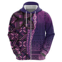 Samoan Pacific Tribal Flower Geometric Art Tattoos Zip Hoodie Siapo Pattern Purple Haze - Polynesian Pride