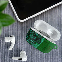 Samoan Pacific Tribal Flower Geometric Art Tattoos AirPods Case Siapo Pattern Emerald Glow LT03 - Polynesian Pride
