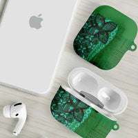 Samoan Pacific Tribal Flower Geometric Art Tattoos AirPods Case Siapo Pattern Emerald Glow LT03 - Polynesian Pride