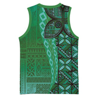 Samoan Pacific Tribal Flower Geometric Art Tattoos Basketball Jersey Siapo Pattern Emerald Glow LT03 - Polynesian Pride