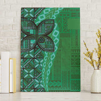 Samoan Pacific Tribal Flower Geometric Art Tattoos Canvas Wall Art Siapo Pattern Emerald Glow LT03 Without Frame Green - Polynesian Pride