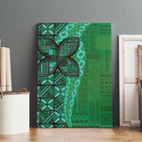 Samoan Pacific Tribal Flower Geometric Art Tattoos Canvas Wall Art Siapo Pattern Emerald Glow LT03 - Polynesian Pride