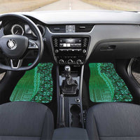 Samoan Pacific Tribal Flower Geometric Art Tattoos Car Mats Siapo Pattern Emerald Glow LT03 Set 2pcs - Front Green - Polynesian Pride