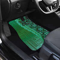 Samoan Pacific Tribal Flower Geometric Art Tattoos Car Mats Siapo Pattern Emerald Glow LT03 - Polynesian Pride