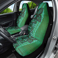 Samoan Pacific Tribal Flower Geometric Art Tattoos Car Seat Cover Siapo Pattern Emerald Glow - Polynesian Pride