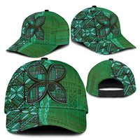 Samoan Pacific Tribal Flower Geometric Art Tattoos Classic Cap Siapo Pattern Emerald Glow LT03 - Polynesian Pride