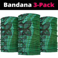 Samoan Pacific Tribal Flower Geometric Art Tattoos Neck Gaiter Siapo Pattern Emerald Glow LT03