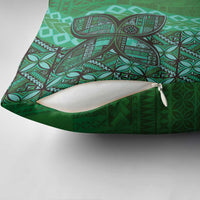 Samoan Pacific Tribal Flower Geometric Art Tattoos Pillow Cover Siapo Pattern Emerald Glow - Polynesian Pride