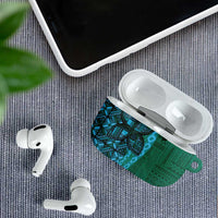 Samoan Pacific Tribal Flower Geometric Art Tattoos AirPods Case Siapo Pattern Turquoise Tide LT03 - Polynesian Pride