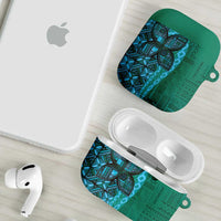 Samoan Pacific Tribal Flower Geometric Art Tattoos AirPods Case Siapo Pattern Turquoise Tide LT03 - Polynesian Pride