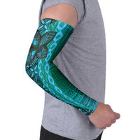 Samoan Pacific Tribal Flower Geometric Art Tattoos Arm Sleeves Siapo Pattern Turquoise Tide LT03 - Polynesian Pride