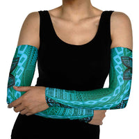 Samoan Pacific Tribal Flower Geometric Art Tattoos Arm Sleeves Siapo Pattern Turquoise Tide LT03 - Polynesian Pride