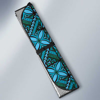Samoan Pacific Tribal Flower Geometric Art Tattoos Auto Sun Shade Siapo Pattern Turquoise Tide LT03 - Polynesian Pride