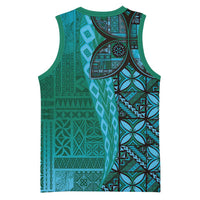 Samoan Pacific Tribal Flower Geometric Art Tattoos Basketball Jersey Siapo Pattern Turquoise Tide LT03 - Polynesian Pride
