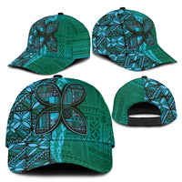 Samoan Pacific Tribal Flower Geometric Art Tattoos Classic Cap Siapo Pattern Turquoise Tide LT03 - Polynesian Pride