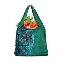 Samoan Pacific Tribal Flower Geometric Art Tattoos Grocery Bag Siapo Pattern Turquoise Tide LT03 1-pack One Size Turquoise - Polynesian Pride