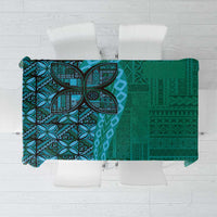 Samoan Pacific Tribal Flower Geometric Art Tattoos Tablecloth Siapo Pattern Turquoise Tide LT03 Turquoise - Polynesian Pride
