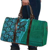 Samoan Pacific Tribal Flower Geometric Art Tattoos Travel Bag Siapo Pattern Turquoise Tide - Polynesian Pride