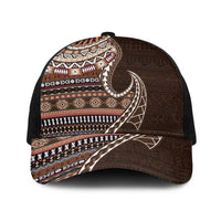Fijian Masi Tribal Tattoos Art Pattern Baseball Net Cap Brown Color Half Style LT03 One Size Black Brown - Polynesian Pride