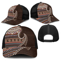 Fijian Masi Tribal Tattoos Art Pattern Baseball Net Cap Brown Color Half Style LT03 - Polynesian Pride