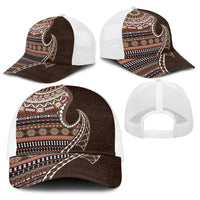 Fijian Masi Tribal Tattoos Art Pattern Baseball Net Cap Brown Color Half Style LT03 - Polynesian Pride